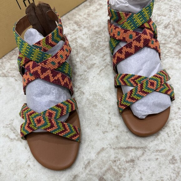 laidbacklondon Sandals Womens Size 7.5 Brown Lauri Flat Beaded Gladiator EU 38 - Picture 10 of 14